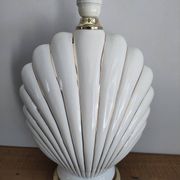 Ceramic and gold metal shell lamp base - vintage