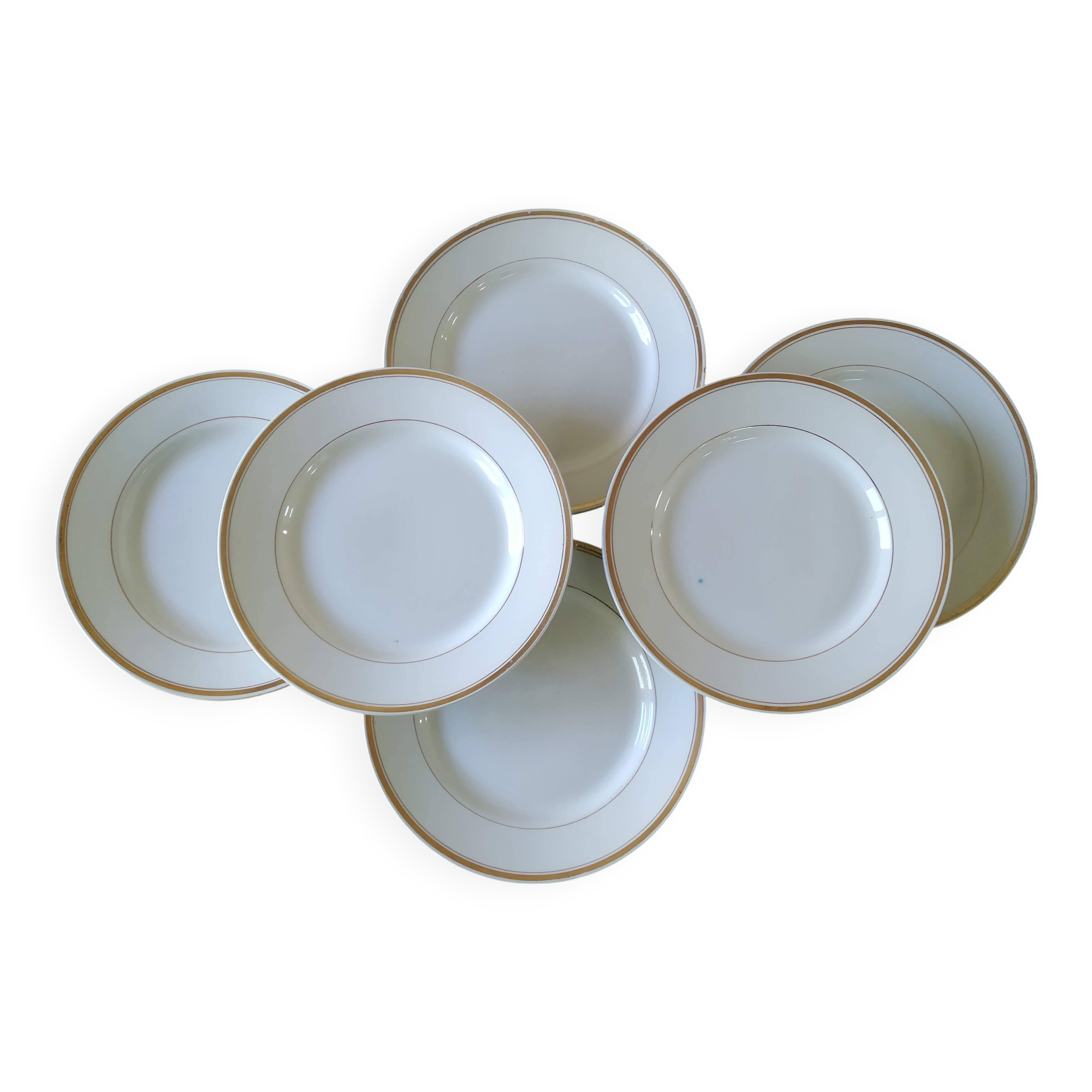 6 Assiettes plates liserés dorés Moulin des Loups Vintage
