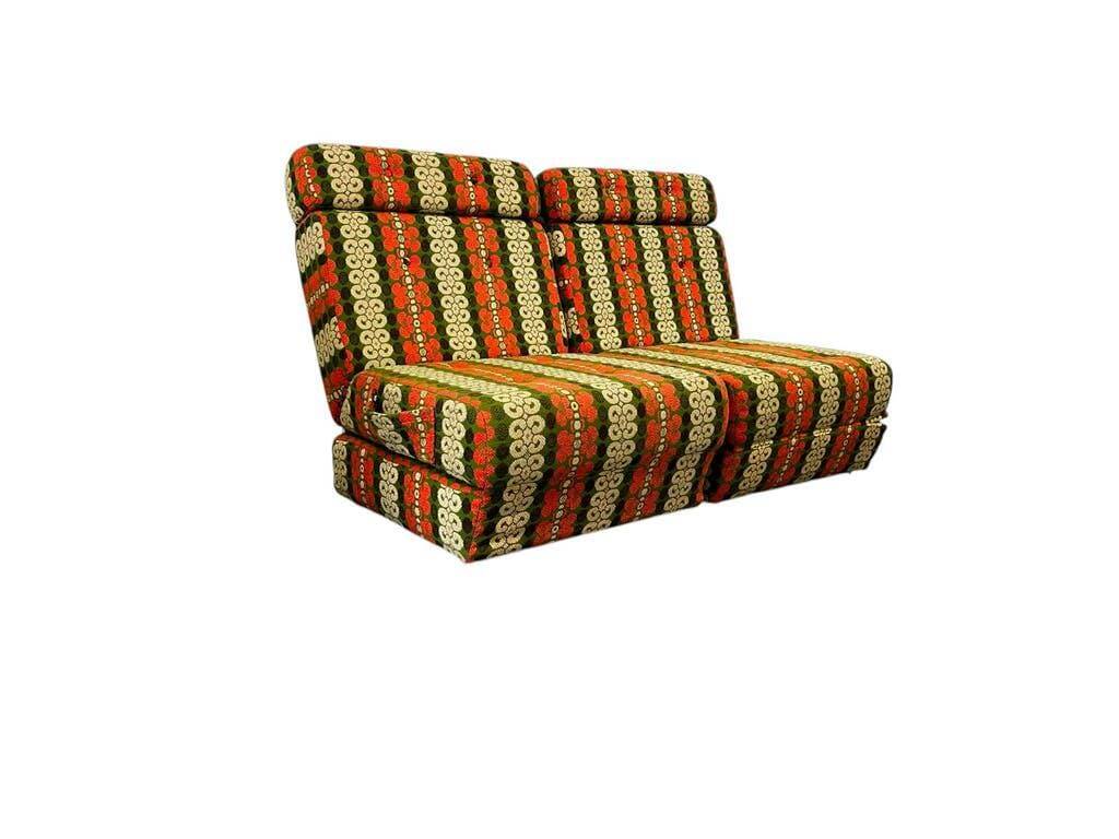 Ensemble de 2 fauteuils/canapés-lits vintage vert orange