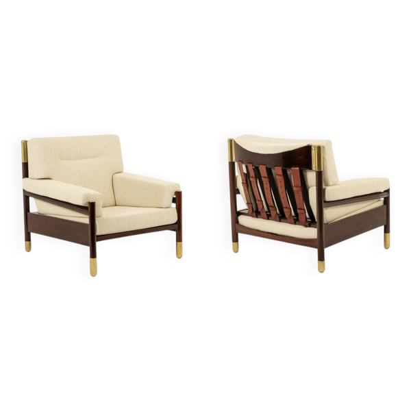 Paire de fauteuils « Sella » en palissandre par Carlo di Carli, années 1960