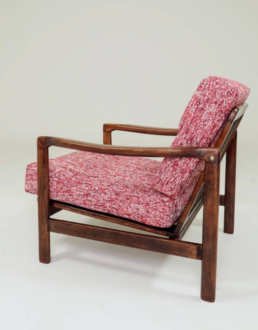 Scandinavian armchair red lobster mid century modern design 1965