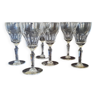 Val St Lambert, 6 large crystal glasses, Goethe model