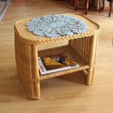 Side table - bedside table - handmade of rattan, bambus and wood - Vintage