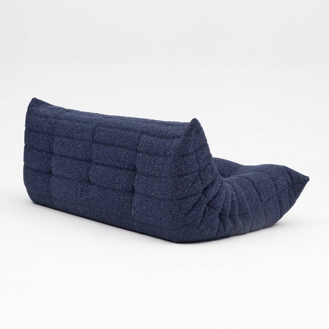 Togo three-seater sofa in dark blue boucle by Michel Ducaroy for Ligne Roset