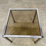Chrome side table smoked glass 70s, end of sofa