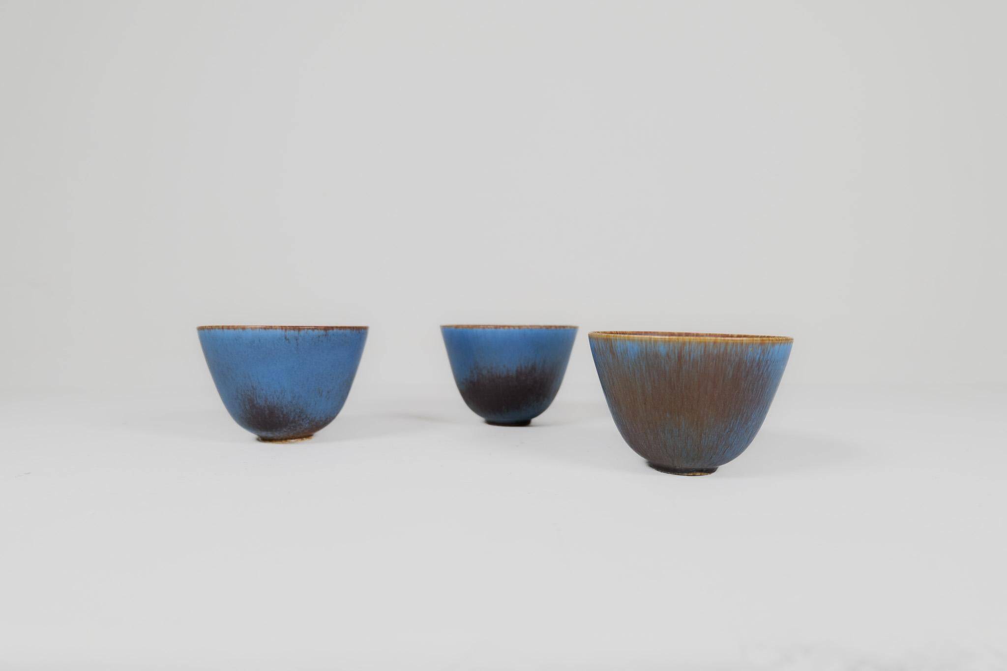 Mid-Century Modern Set of 3 Bowls Rörstrand Gunnar Nylund, Sweden, 1950s