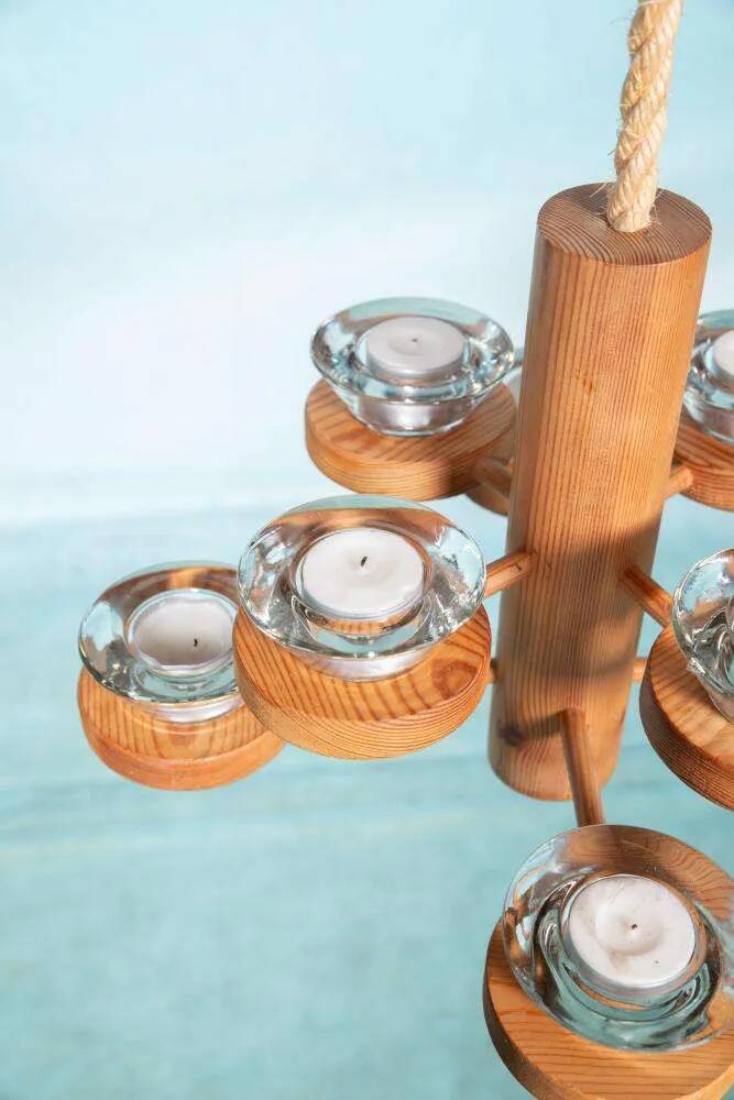 Bohemian chandelier, vintage Nordic pine