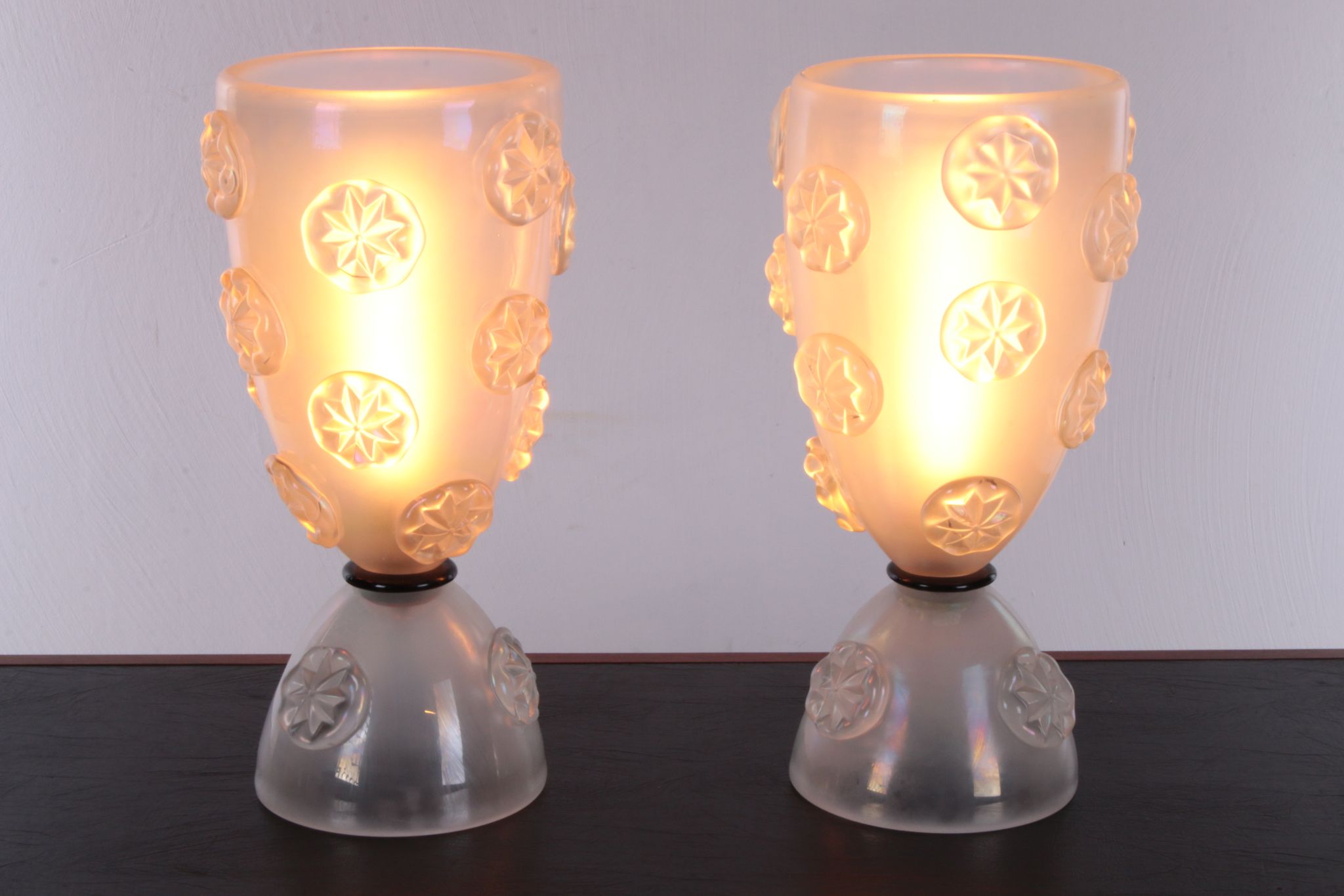 Design set of blown Murano glass table lamps by Barovier & Toso, 1950s