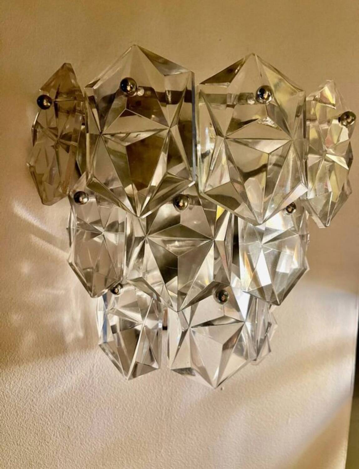 Kinkeldey applied crystal glass chrome structure, 1970s