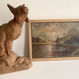 19th century French school, signed oil painting, framed seascape