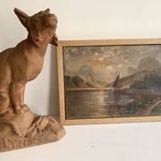 19th century French school, signed oil painting, framed seascape