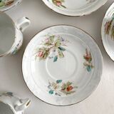 12 ironstone coffee cups with polychrome floral decoration, KG Lunéville