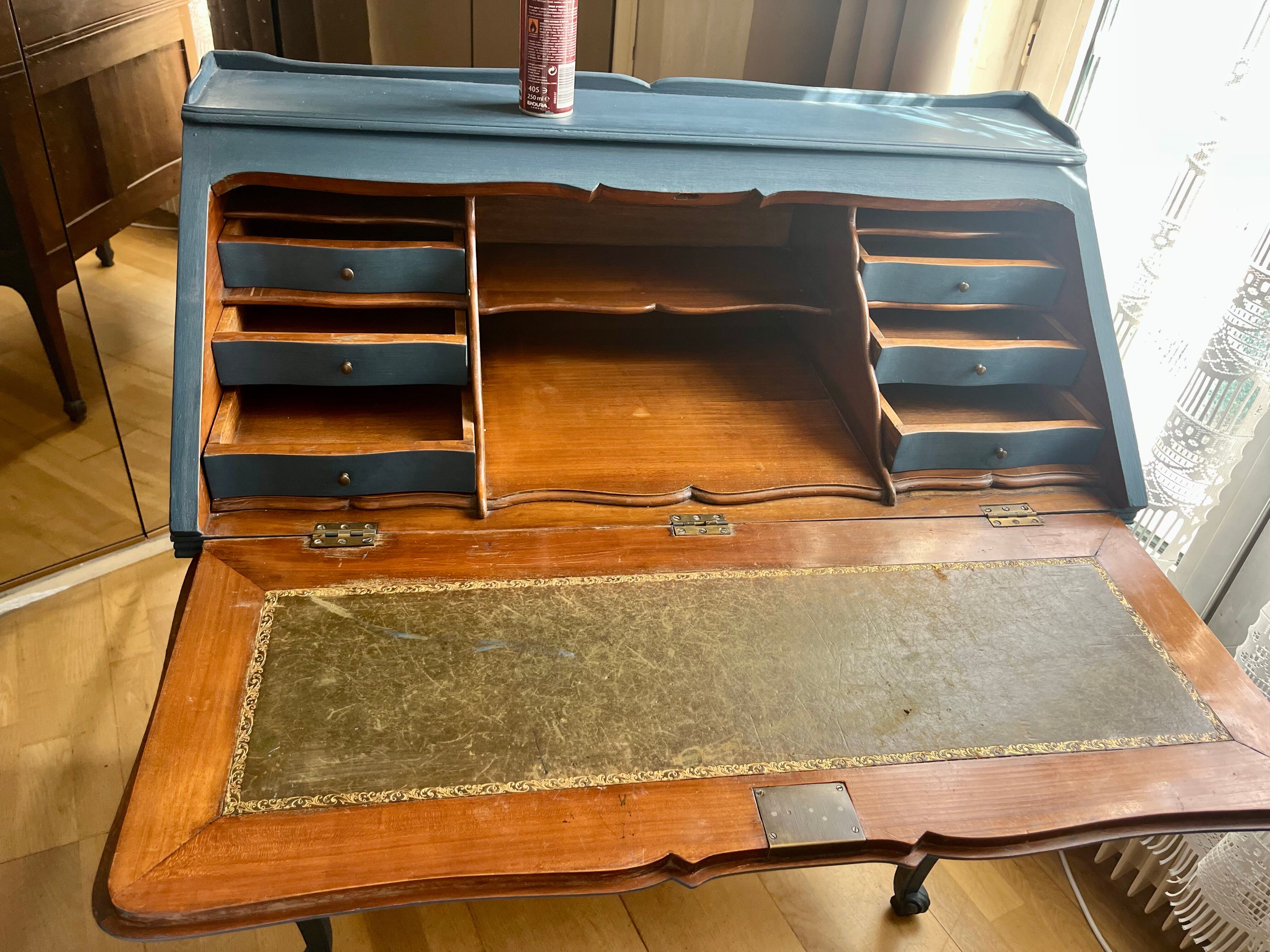 Secrétaire classique bleu Louis XV