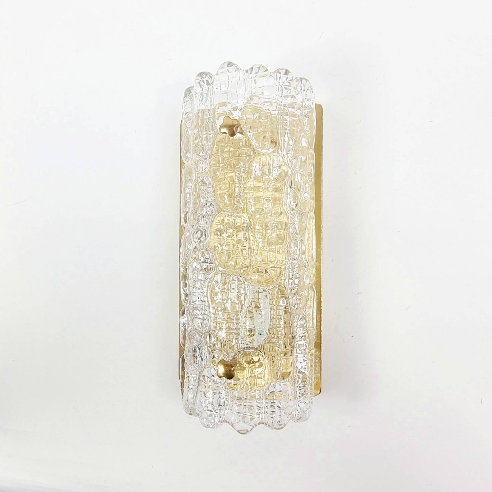 Paire d'appliques scandinaves en verre et laiton par Carl Fagerlund pour Orrefors & Lyfa, années 1960