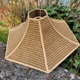 Large Hexagonal Boho Chic Faux Cane Lampshade 1970