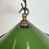 Industrial British Green Enamel Factory Pendant Lamp, 1950s