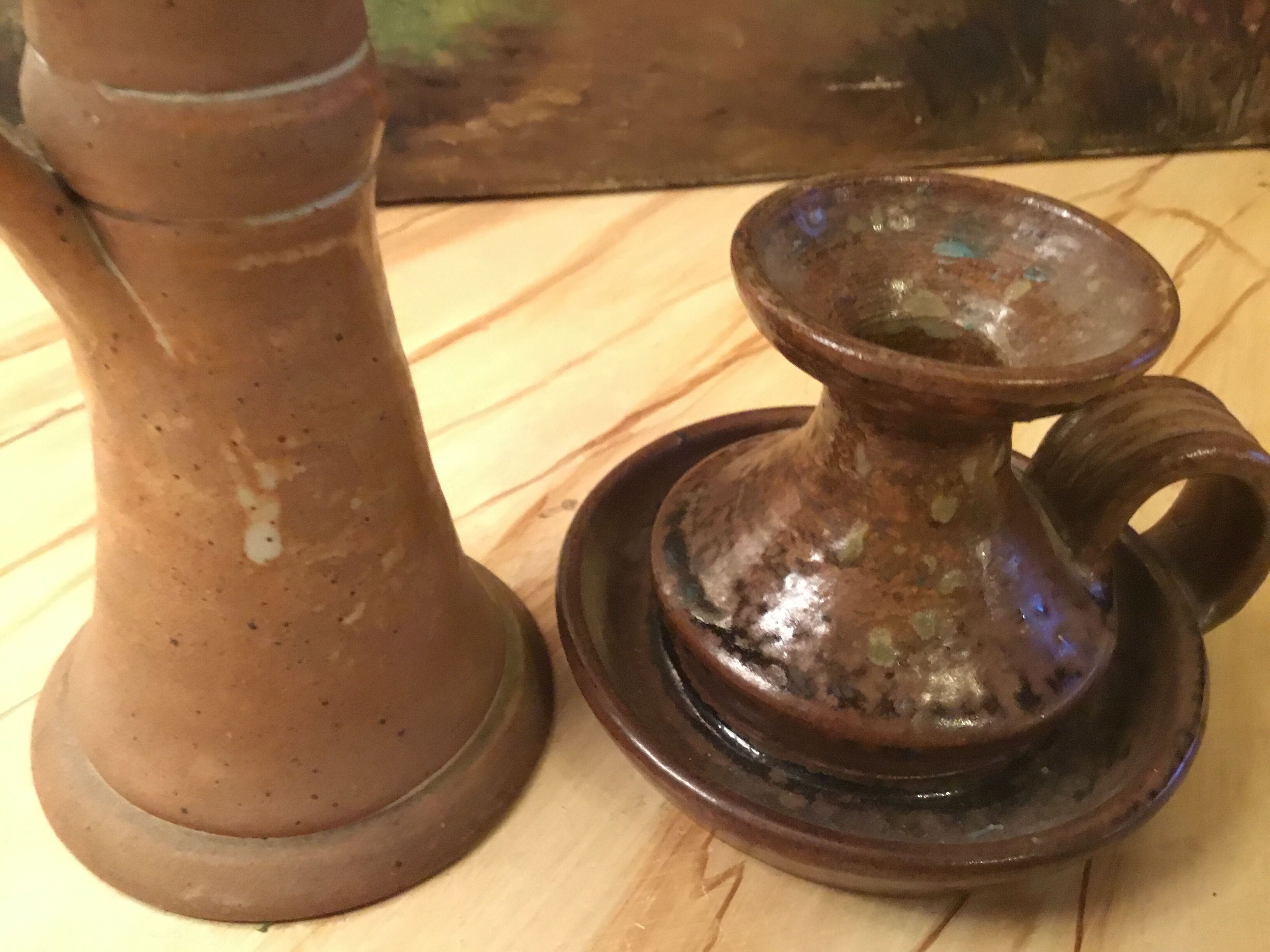 Vintage sandstone candlesticks