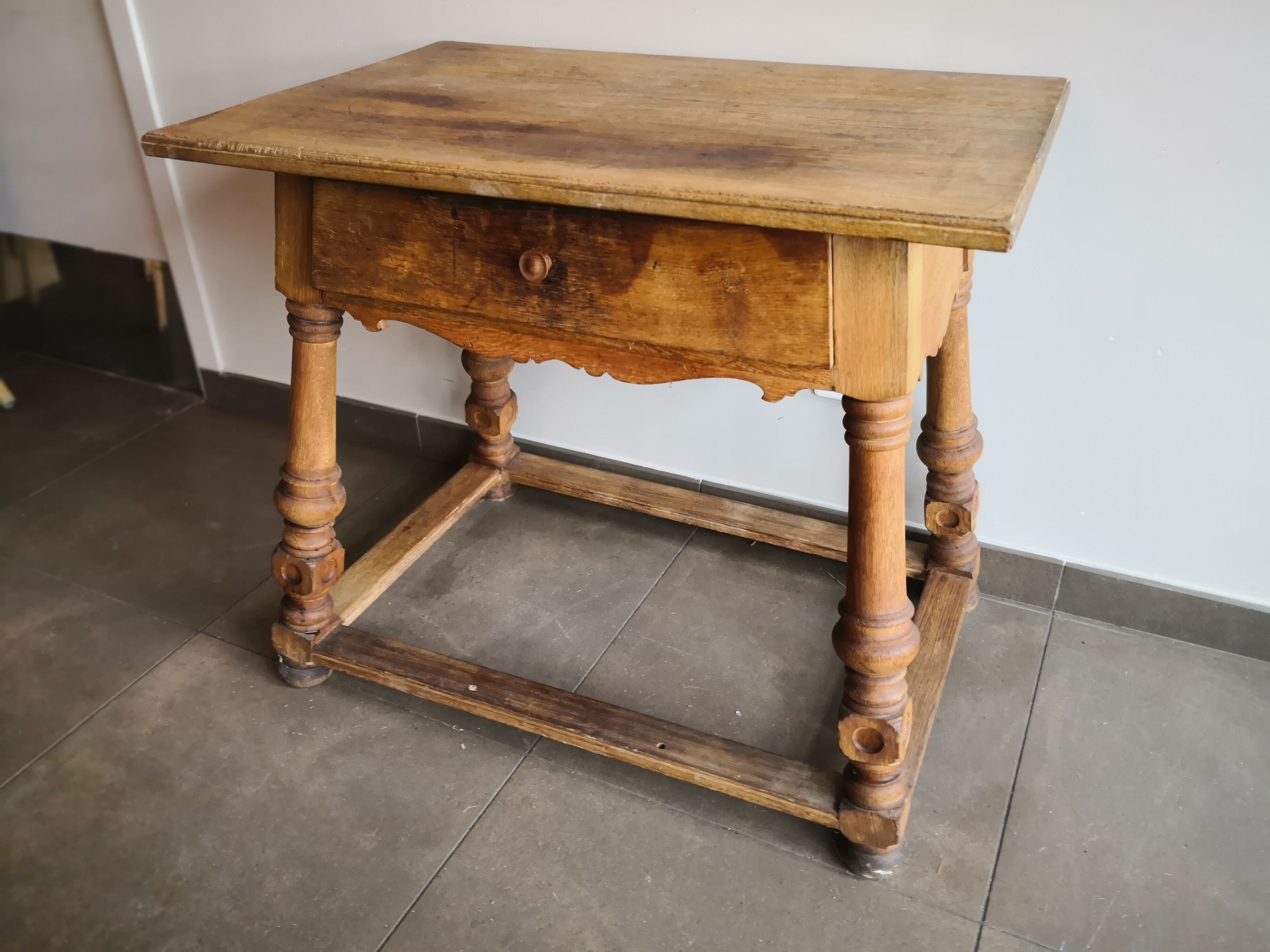 Old country desk feet turned