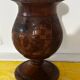 Vintage Turned and Carved Wooden Vase - Vine Decor H 28 cm
