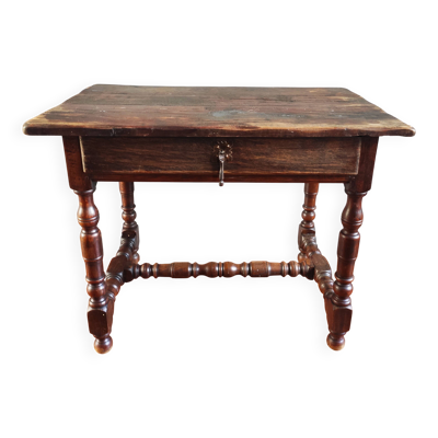 Table de ferme ancienne en chêne massif – bureau rustique Louis XIII