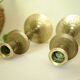 Pair of vintage engraved brass candle holders