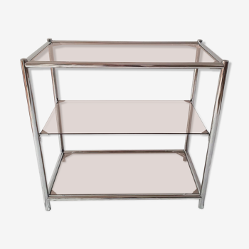 Design console 3 shelves chrome and smoked glass