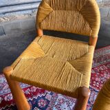 4 chaises Toscanolla en osier et pin massif par alessandro becchi pour giovanetti - italy - 1970