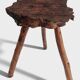 French Olive Wood Rustic / Wabi Sabi Accent Side Table / Stool, Early 20th C.