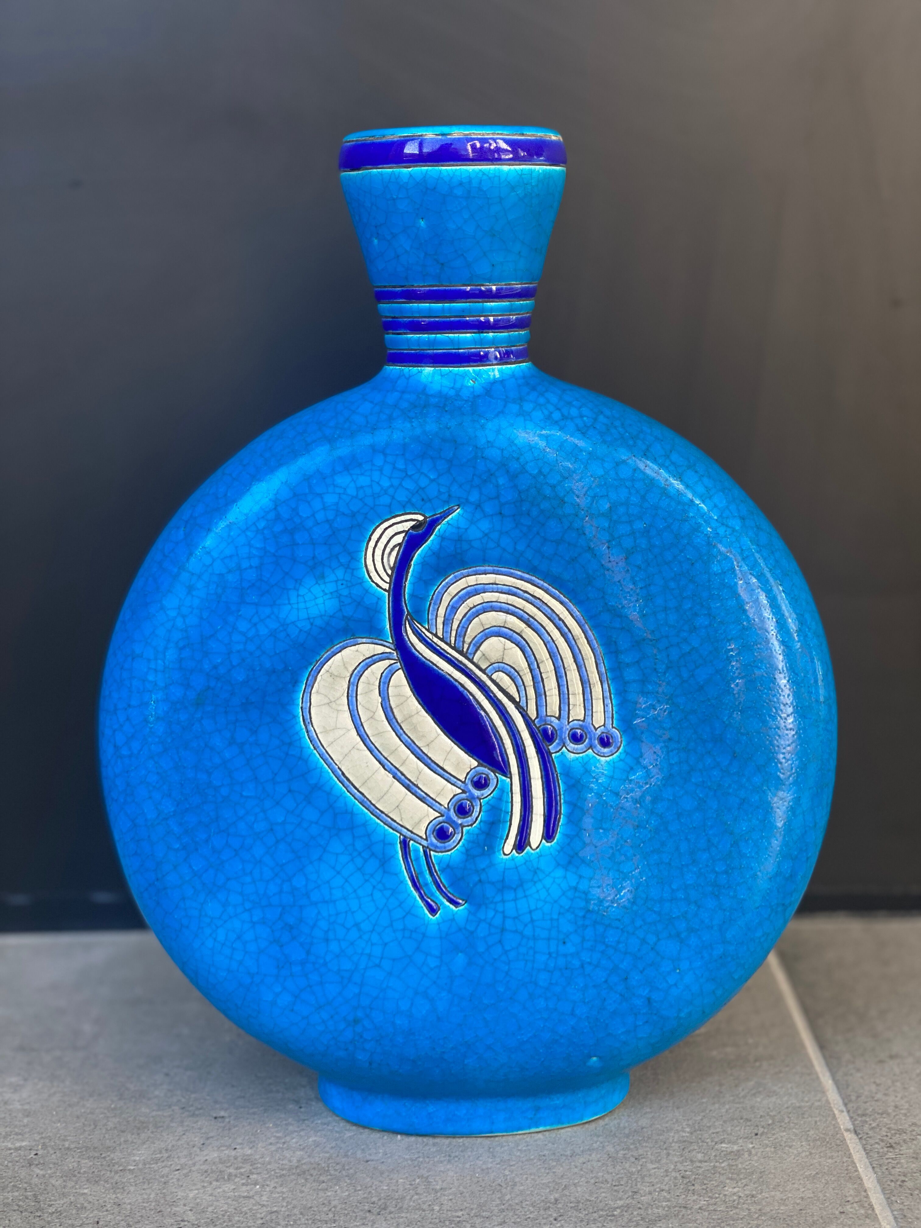 Glazed earthenware gourd vase for primavera, longwy