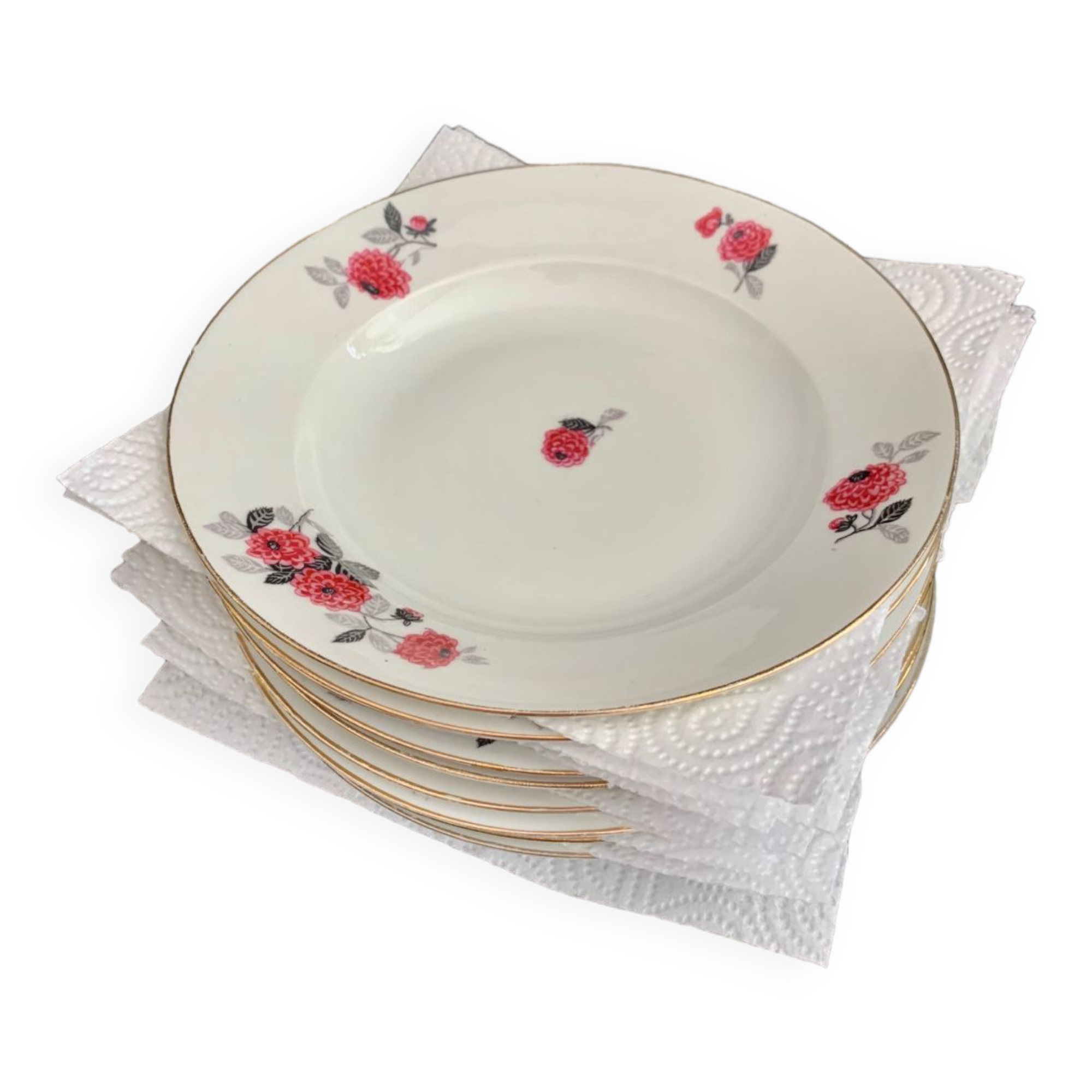 Lot de 9 assiettes creuses vintage