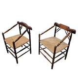A pair of Dutch oak / matching Rush Chairs 1930s