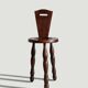 Folk Art Chestnut Wood Tripod Chair, Charles Dudouyt Style, France, 1930s