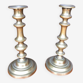 Pair Of Brass Candlesticks & Candlestick