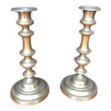 Pair Of Brass Candlesticks & Candlestick