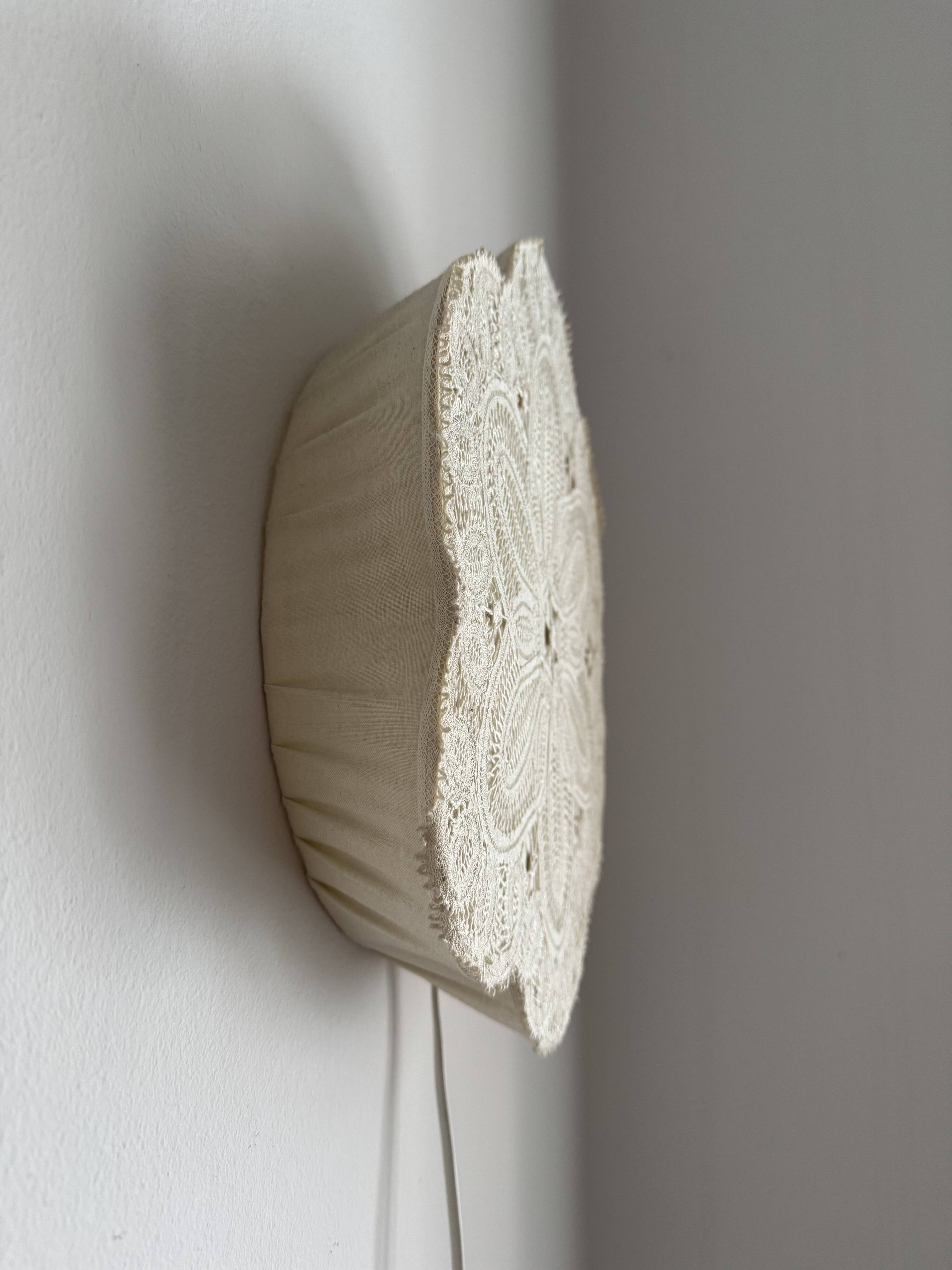 Textile Plafond /ceiling lamp, swedish modern, crochet, Flower shaped, 1940