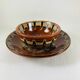 4 bowls + 2 saucers glazed terracotta Bulgarian Monastery of Troyan