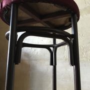 Lot of 3 bar stools, metal and velvet, vintage 60s
