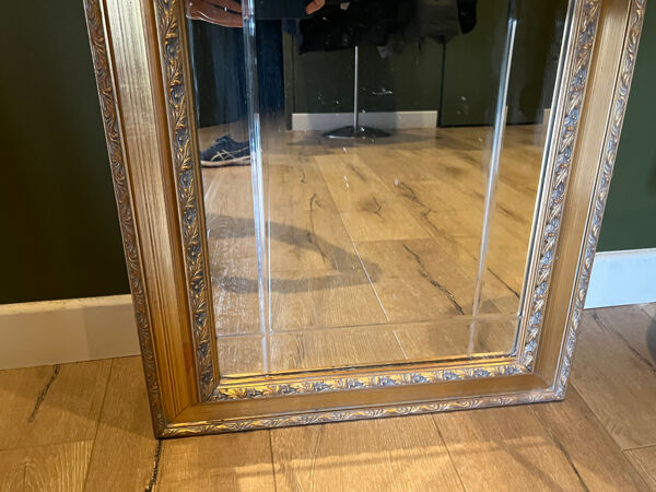 Miroir arche doré, verre biseauté, 50-60