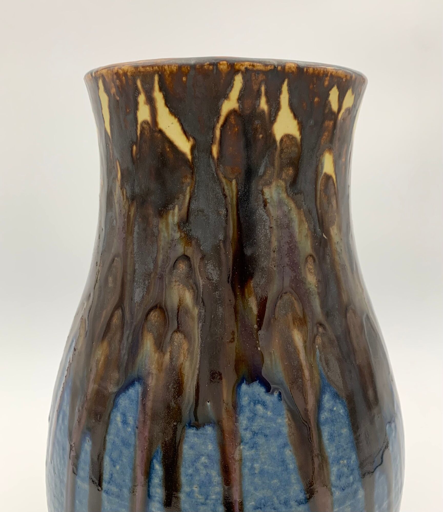 Old enamelled sandstone vase, by Joseph Talbot, Sandstone of La Borneé - 1930s