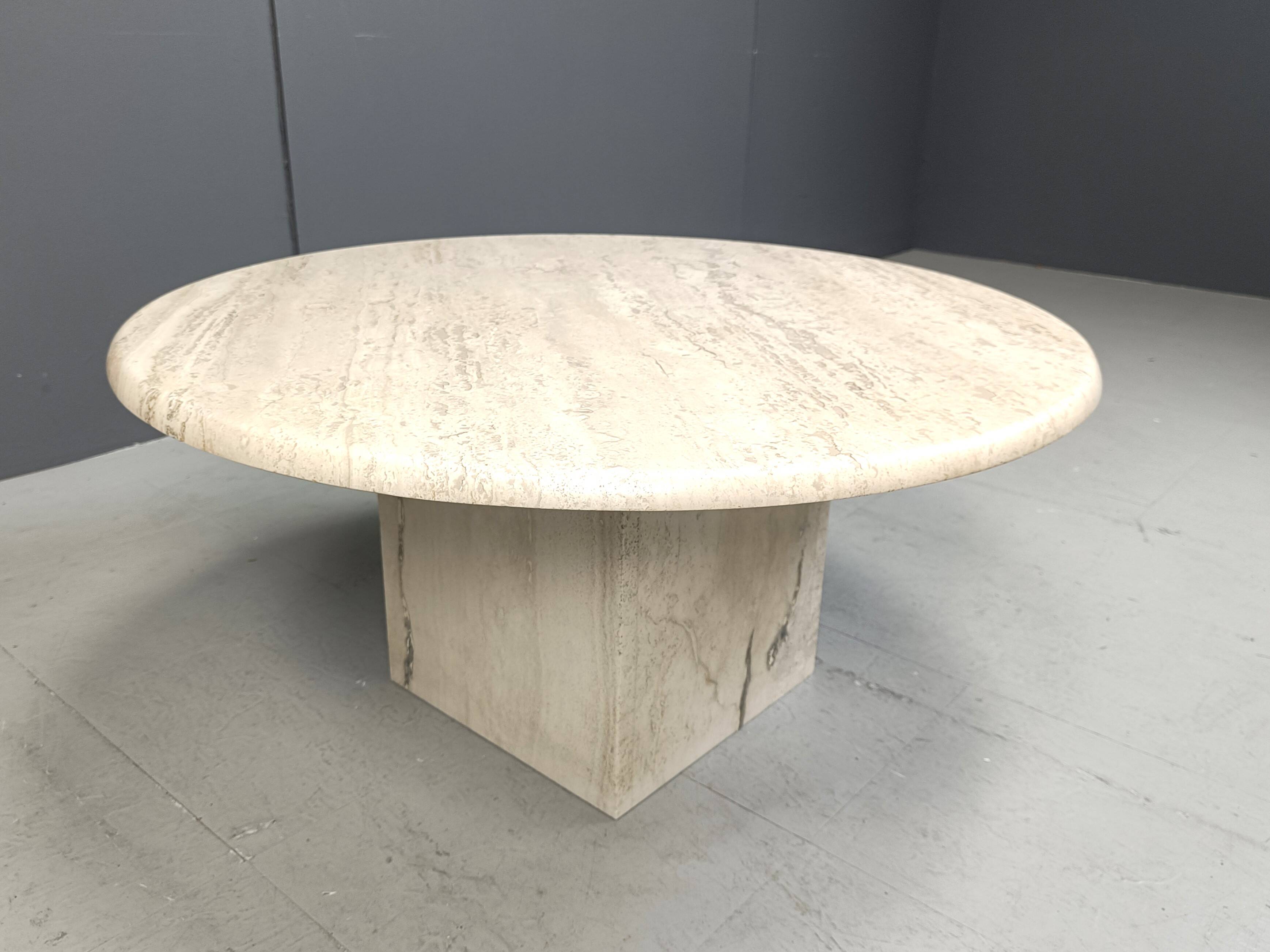Round travertine coffee table, 1970s