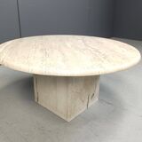 Round travertine coffee table, 1970s