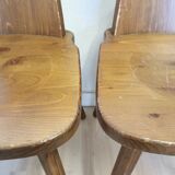 Vintage Tyrolean Wooden Dining Chairs - 1970s Farmhouse Style - Set of 4