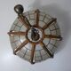 Lamp in mother-of-pearl brass and rattan
