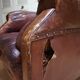 Fauteuil de bibliothèque en cuir usé avec boutons, années 1840