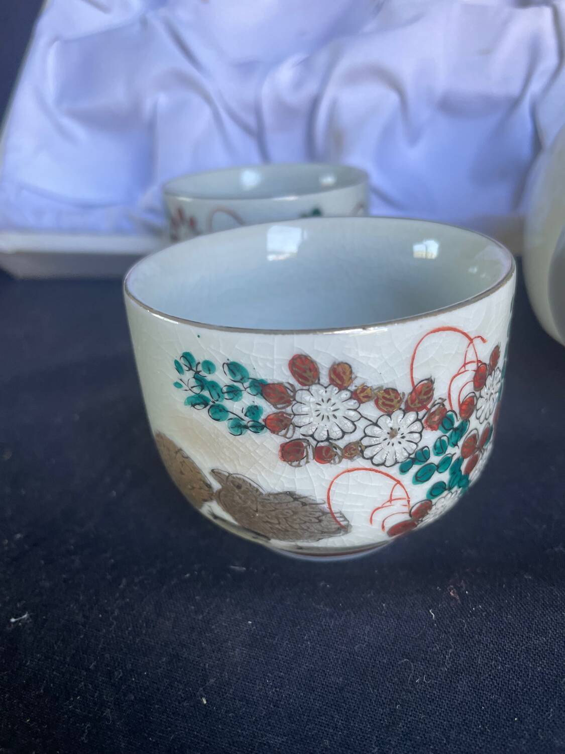 Vintage Japanese Kutani teapot and 4 cups marked Kyusu