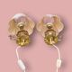 Pair of bedside or side fish lamps in gilded brass