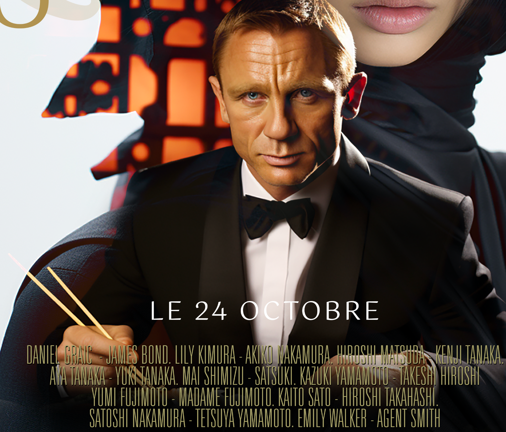 Parodic 50x70cm James Bond poster generated by AI, composed by the gallery.
