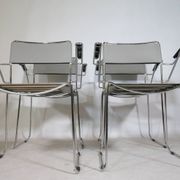 Mid-Century Design Chrome and Leather Chairs from Italy, Set of 4, 1970s