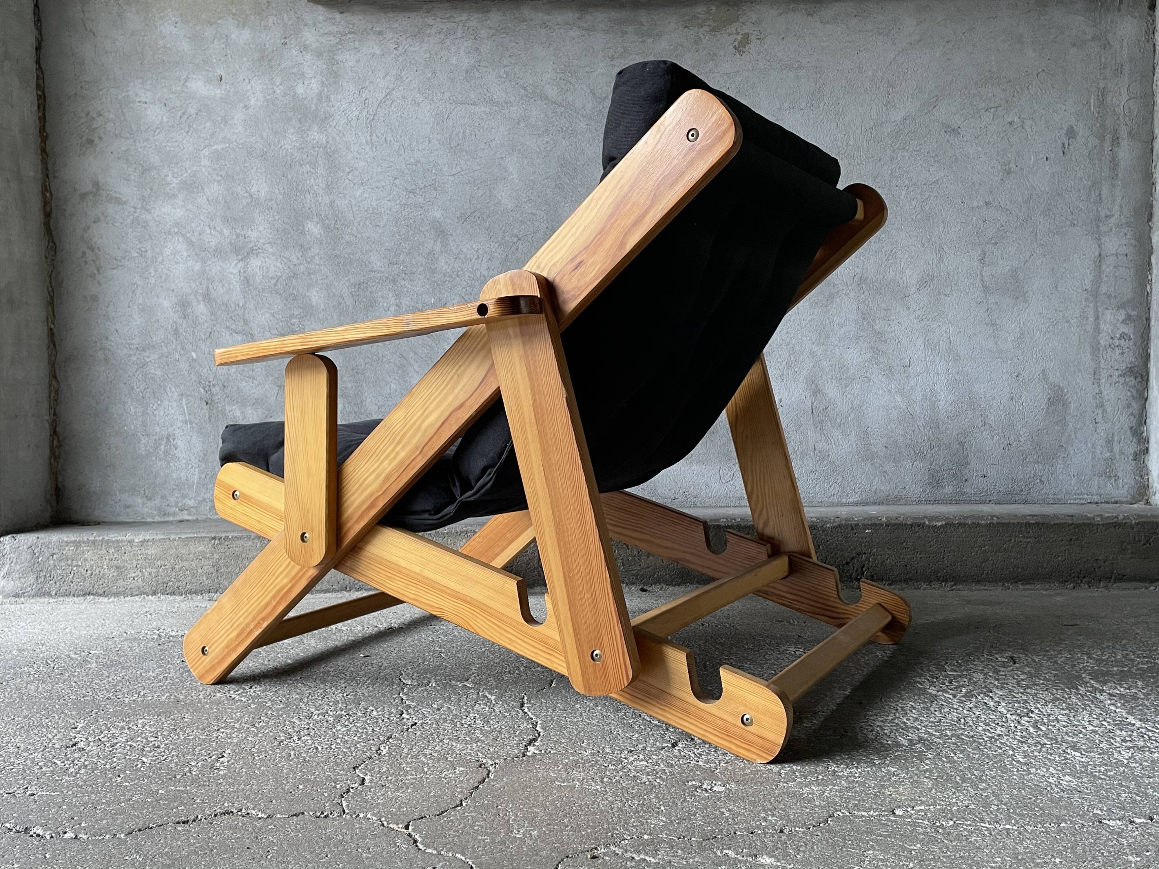 Fauteuil scandinave inclinable et pliable par Gillis Lundgren, 1970s