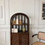 Vintage rattan and caning shelf bookcase